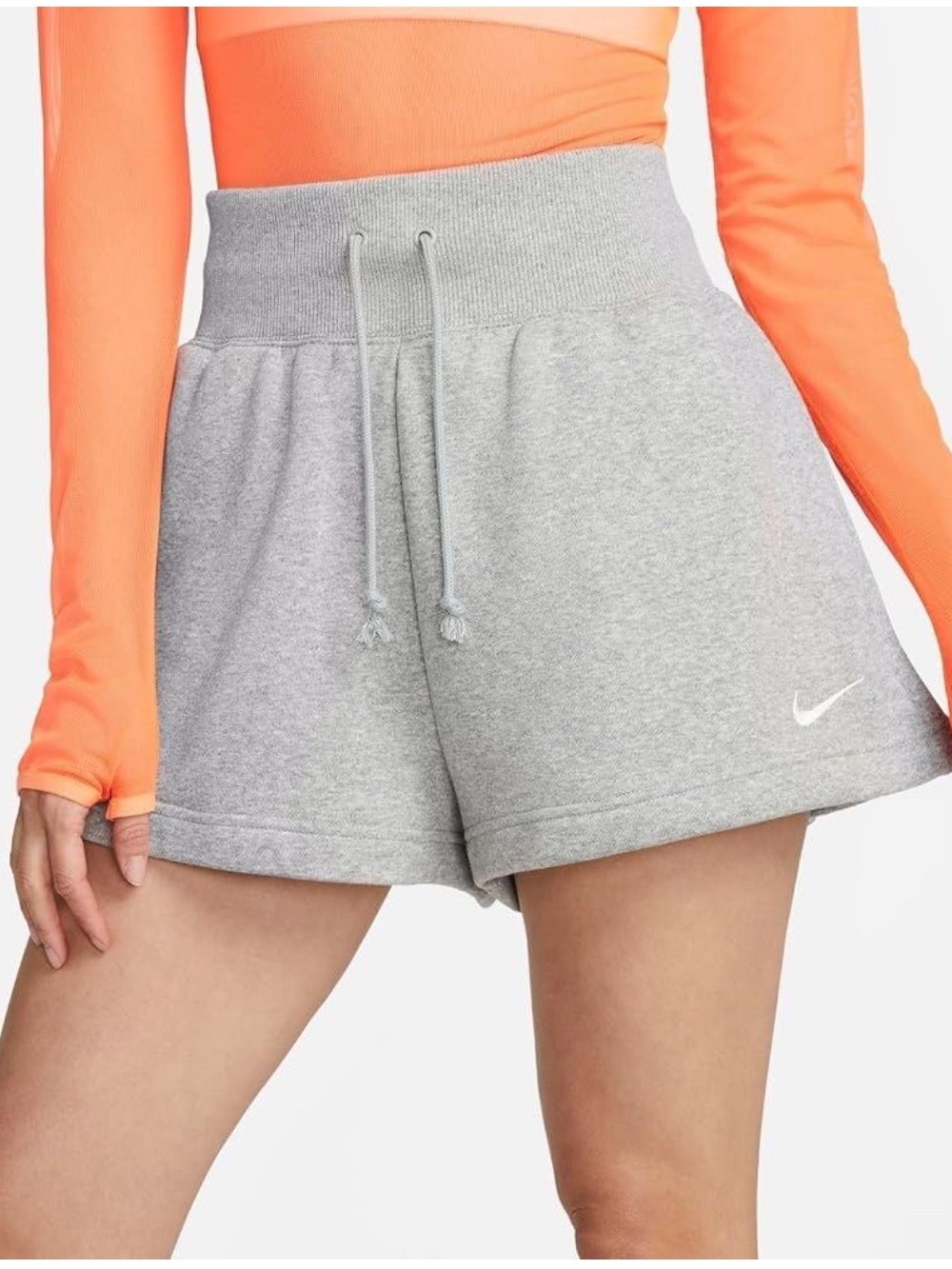 Nike Women's Light Gray High-Rise Sweat Shorts